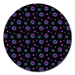 Stars Pattern Art Design Magnet 5  (round) by Ravend