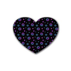 Stars Pattern Art Design Rubber Heart Coaster (4 Pack) by Ravend