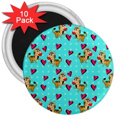 Cat Love Pattern 3  Magnets (10 Pack)  by Ravend