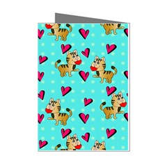 Cat Love Pattern Mini Greeting Cards (pkg Of 8)