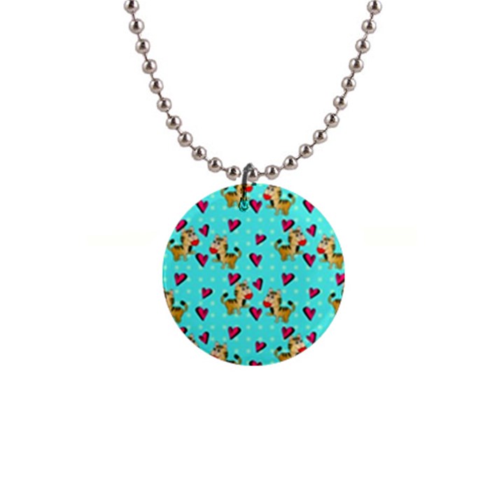 Cat Love Pattern 1  Button Necklace