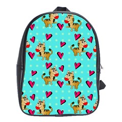 Cat Love Pattern School Bag (xl) by Ravend