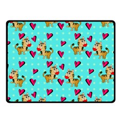 Cat Love Pattern Two Sides Fleece Blanket (small) by Ravend