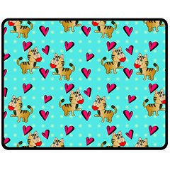 Cat Love Pattern Two Sides Fleece Blanket (medium) by Ravend