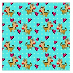 Cat Love Pattern Square Satin Scarf (36  X 36 ) by Ravend