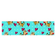 Cat Love Pattern Oblong Satin Scarf (16  X 60 ) by Ravend