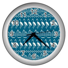 Pattern Background Art Wallpaper Wall Clock (Silver)