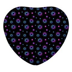 Stars Pattern Art Design Heart Glass Fridge Magnet (4 Pack) by Ravend