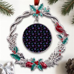 Stars Pattern Art Design Metal X mas Wreath Holly Leaf Ornament by Ravend