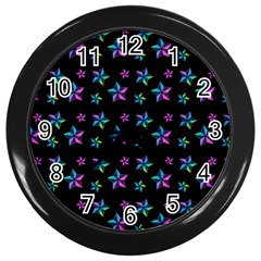 Stars Pattern Art Design Wallpaper Wall Clock (black) by Ravend