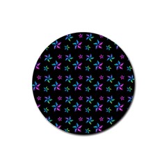 Stars Pattern Art Design Wallpaper Rubber Round Coaster (4 Pack) by Ravend