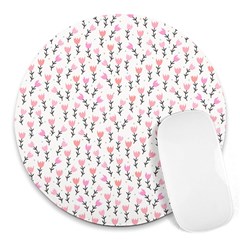 Flowers Pattern Decoration Design Round Mousepad by Ravend