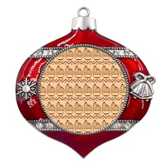 Pattern Design Background Nature Metal Snowflake And Bell Red Ornament by Ravend