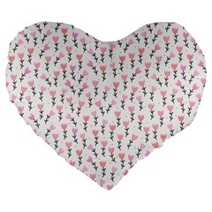 Flowers Pattern Decoration Design Large 19  Premium Flano Heart Shape Cushions by Ravend