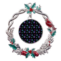 Stars Pattern Art Design Wallpaper Metal X mas Wreath Holly Leaf Ornament by Ravend