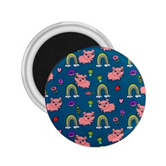 Flowers Pink Pig Piggy Seamless 2 25  Magnets by Ravend