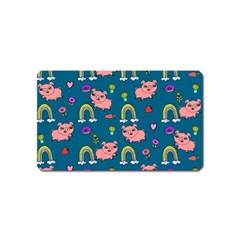 Flowers Pink Pig Piggy Seamless Magnet (name Card) by Ravend