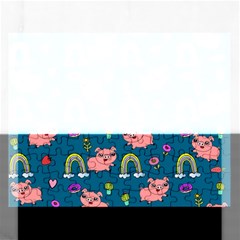 Flowers Pink Pig Piggy Seamless Rectangular Jigsaw Puzzl by Ravend