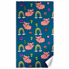 Flowers Pink Pig Piggy Seamless Canvas 40  X 72  by Ravend