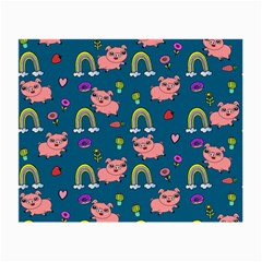 Flowers Pink Pig Piggy Seamless Small Glasses Cloth (2 Sides) by Ravend