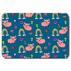 Flowers Pink Pig Piggy Seamless Large Doormat by Ravend