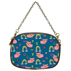 Flowers Pink Pig Piggy Seamless Chain Purse (two Sides) by Ravend