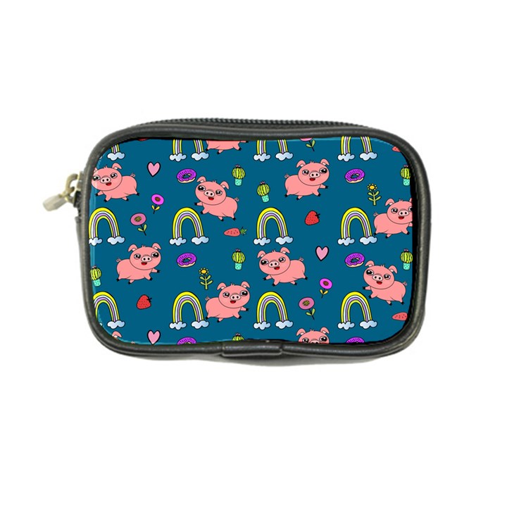 Flowers Pink Pig Piggy Seamless Coin Purse