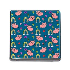 Flowers Pink Pig Piggy Seamless Memory Card Reader (square 5 Slot) by Ravend