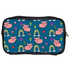 Flowers Pink Pig Piggy Seamless Toiletries Bag (one Side) by Ravend