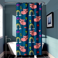 Flowers Pink Pig Piggy Seamless Shower Curtain 36  X 72  (stall)  by Ravend