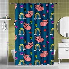 Flowers Pink Pig Piggy Seamless Shower Curtain 48  X 72  (small)  by Ravend