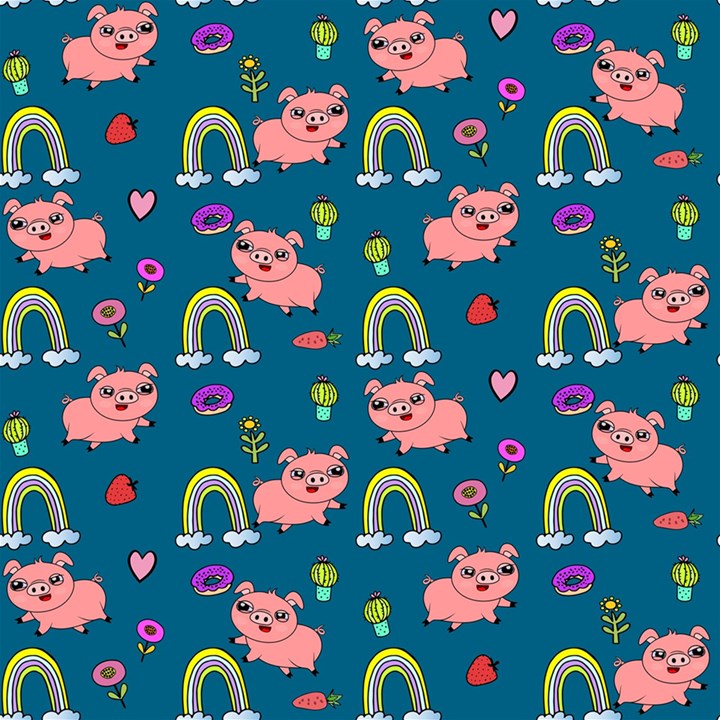 Flowers Pink Pig Piggy Seamless Play Mat (Rectangle)