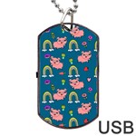 Flowers Pink Pig Piggy Seamless Dog Tag USB Flash (One Side) Front