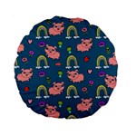 Flowers Pink Pig Piggy Seamless Standard 15  Premium Round Cushions Back