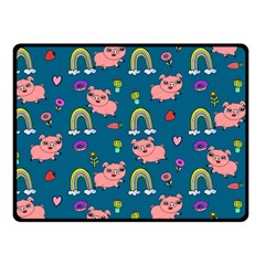 Flowers Pink Pig Piggy Seamless Two Sides Fleece Blanket (small) by Ravend