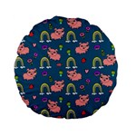 Flowers Pink Pig Piggy Seamless Standard 15  Premium Flano Round Cushions Front