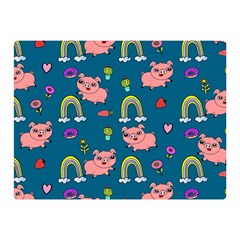 Flowers Pink Pig Piggy Seamless Two Sides Premium Plush Fleece Blanket (mini) by Ravend