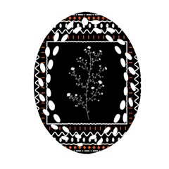 Flowers Line Art Wall Decoration Ornament (oval Filigree) by Ravend