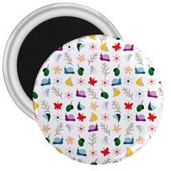 Snail Butterfly Pattern Seamless 3  Magnets by Ravend