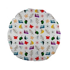 Snail Butterfly Pattern Seamless Standard 15  Premium Round Cushions by Ravend