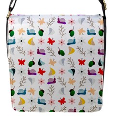 Snail Butterfly Pattern Seamless Flap Closure Messenger Bag (s) by Ravend