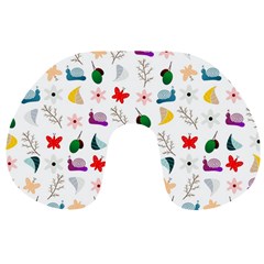 Snail Butterfly Pattern Seamless Travel Neck Pillow by Ravend