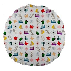 Snail Butterfly Pattern Seamless Large 18  Premium Flano Round Cushions by Ravend