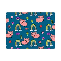 Flowers Pink Pig Piggy Seamless Premium Plush Fleece Blanket (mini) by Ravend