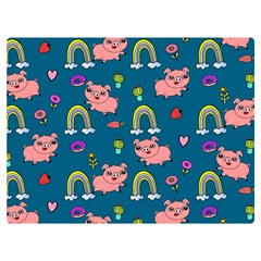 Flowers Pink Pig Piggy Seamless Premium Plush Fleece Blanket (extra Small) by Ravend