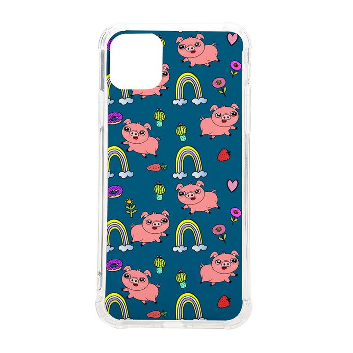 Flowers Pink Pig Piggy Seamless iPhone 11 Pro Max 6.5 Inch TPU UV Print Case