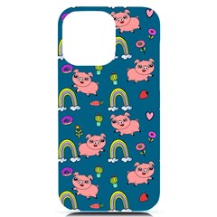 Flowers Pink Pig Piggy Seamless Iphone 14 Pro Max Black Uv Print Case by Ravend