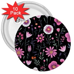 Flowers Pattern 3  Buttons (10 Pack)  by Ravend