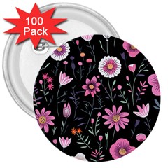 Flowers Pattern 3  Buttons (100 Pack)  by Ravend