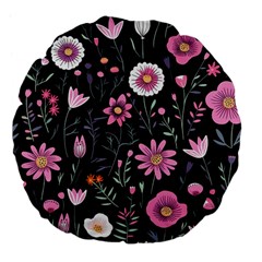 Flowers Pattern Large 18  Premium Flano Round Cushions by Ravend